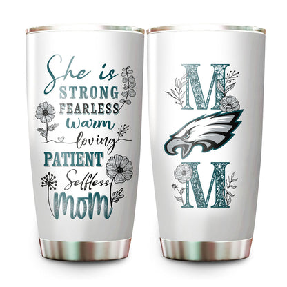 She Is Strong Mom Tumbler - Best Gift For Mother's Day, Philadelphia Football