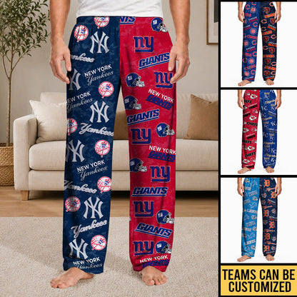 Two Teams Patterns Pajama Pants - Customized Pajama Pants - Relaxed Fit No Pocket Ver.
