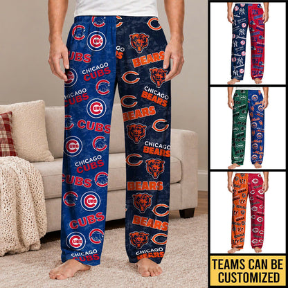 Personalized Pajama Pants - Two Teams Pattern Pants - No Pocket Ver.
