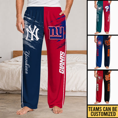 Two Teams White Stripe Pajama Pants - Customized Pajama Pants