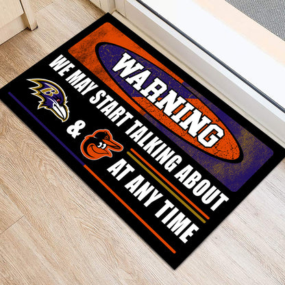 Warning We May Start Talking About Our Teams At Any Time Anti Slip Indoor Doormat