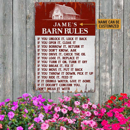 Personalized Barn Rules Classic Metal Sign