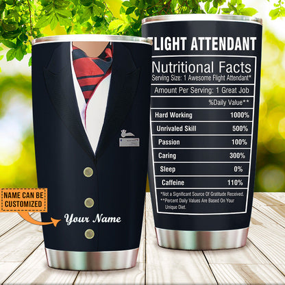 Personalized Flight Attendant Nutritional Facts Tumbler