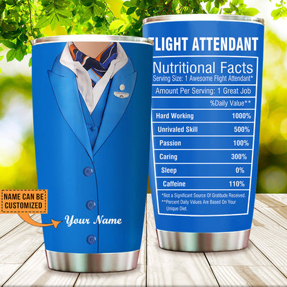 Personalized Flight Attendant Nutritional Facts Tumbler