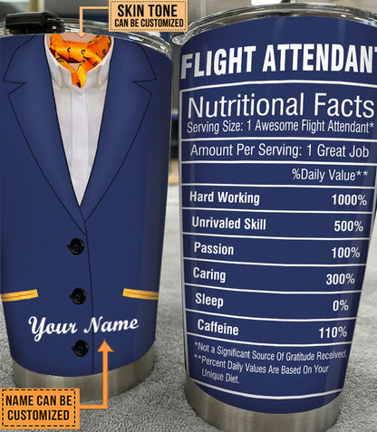 Personalized Flight Attendant Nutritional Facts Tumbler