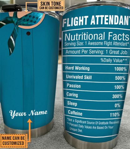 Personalized Flight Attendant Nutritional Facts Tumbler