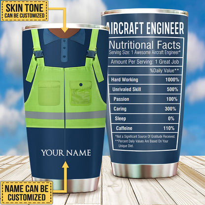 Personalized Aircraft Engineer Nutritional Facts Tumbler