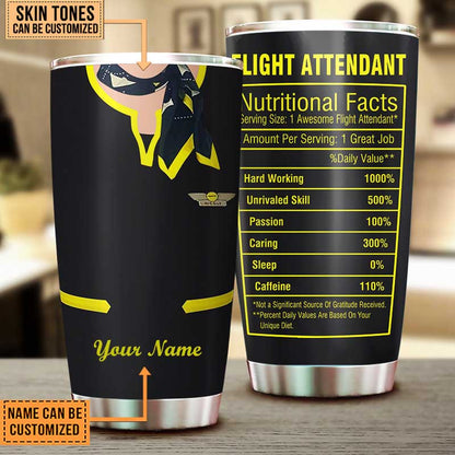 Personalized Flight Attendant Nutritional Facts Tumbler