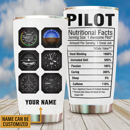 Personalized Pilot Nutritional Facts Tumbler
