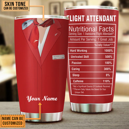 Personalized Flight Attendant Nutritional Facts Tumbler