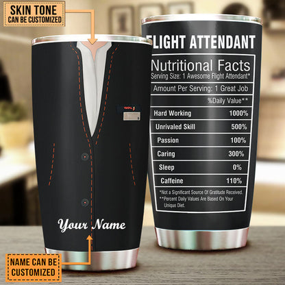 Personalized Flight Attendant Nutritional Facts Tumbler