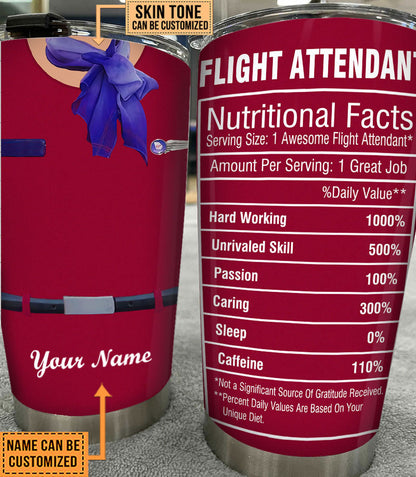 Personalized Flight Attendant Nutritional Facts Tumbler