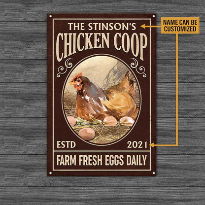 Personalized  Chicken Coop Farm Fresh Eggs Daily Metal Sign