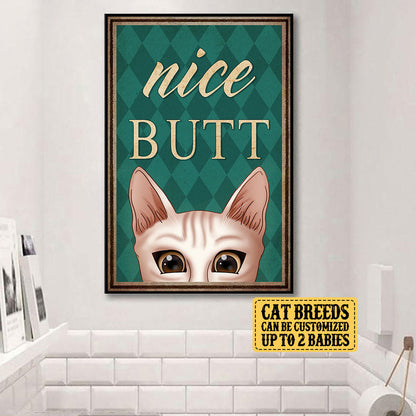 Personalized Funny Cat Bathroom Poster & Canvas