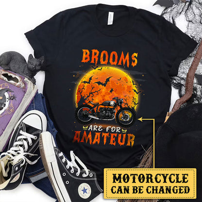Personalized Brooms Are For Amateur Motorcycle Halloween Shirt