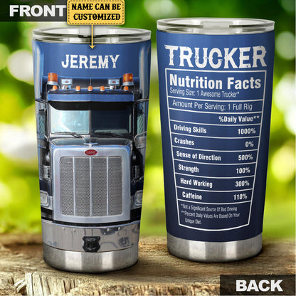 Personalized Trucker Nutritional Facts Tumbler