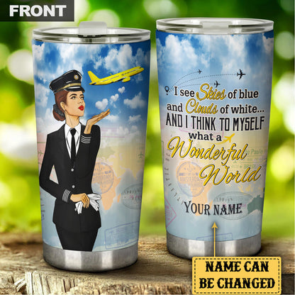 Personalized And I Think To Myself What A Wonderful World Pilot Tumbler