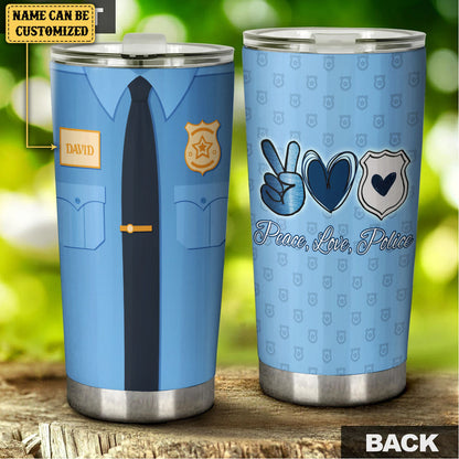 Personalized Peace Love Police Tumbler