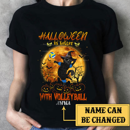 Personalized Halloween Is Better With Volleyball Cat Shirt