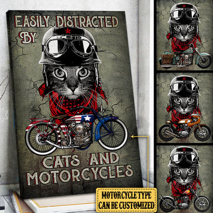 Personalized Easily Distracted By Cats And Motorcycles Poster & Canvas