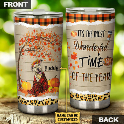 Personalized It's The Most Wonderful Time Of The Year Pitbull Dog Tumbler