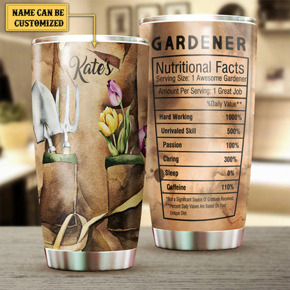 Personalized Gardening Nutritional Facts Tumbler