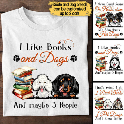 Personalized Love Reading Books And Dogs Shirt