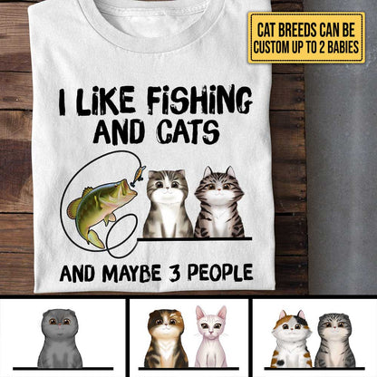 Personalized I Like Fishing And Cats Shirt