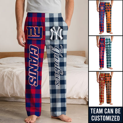Two Teams Pajama Pants - Customized Pajama Pants - Plaid Ver.