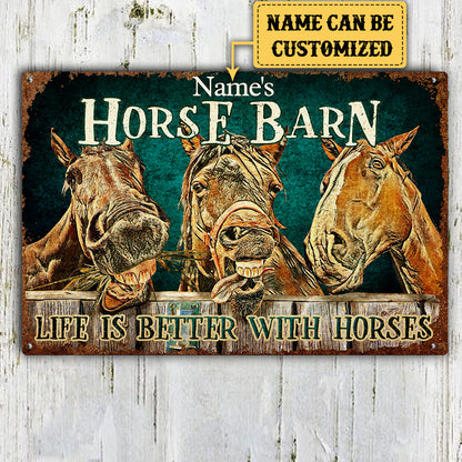 Personalized Horse Barn Classic Metal Sign